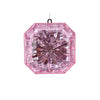 Pink diamond with a faceted cut on a white background