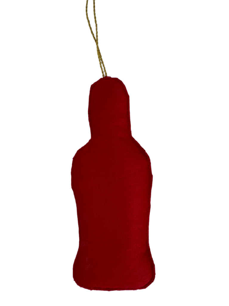 Red bottle-shaped object on a white background
